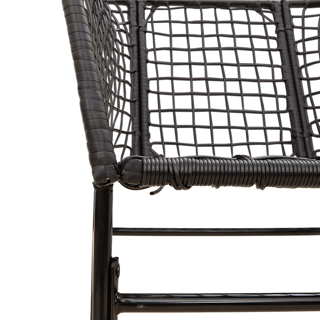7 Piece Garden Dining Set Black Poly Rattan Glass