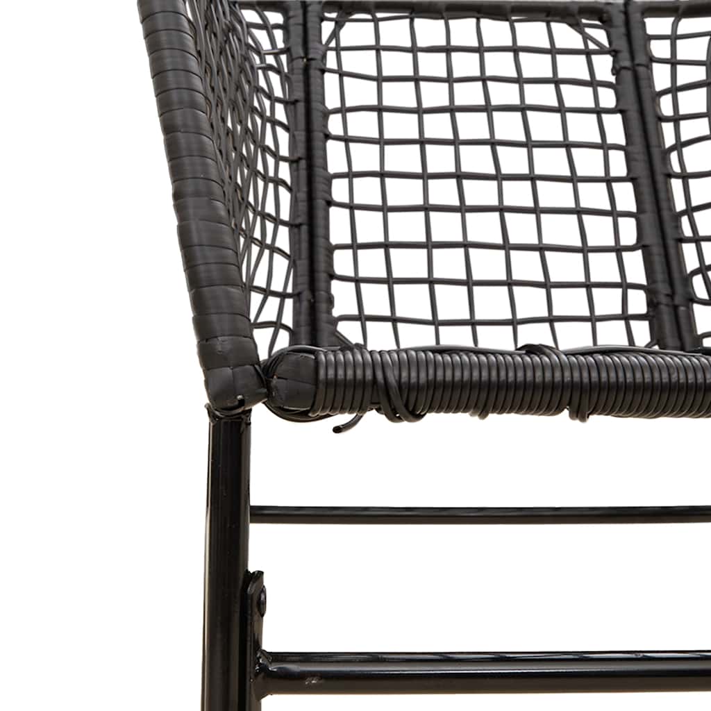 9 Piece Garden Dining Set Black Poly Rattan Glass