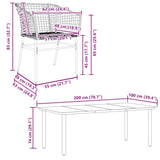 9 Piece Garden Dining Set Black Poly Rattan Glass