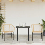 3 Piece Garden Dining Set Brown Poly Rattan Glass