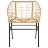 5 Piece Garden Dining Set Brown Poly Rattan Glass