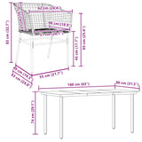 5 Piece Garden Dining Set Brown Poly Rattan Glass