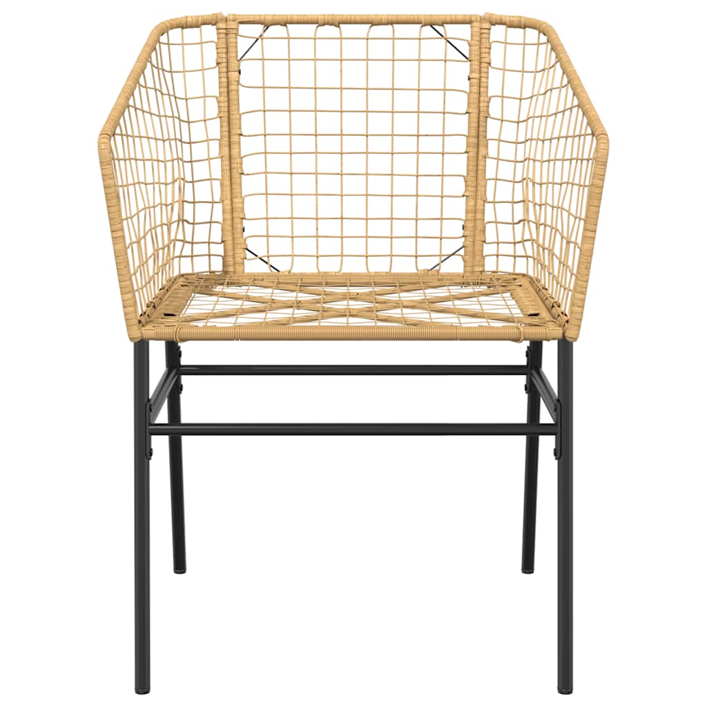 7 Piece Garden Dining Set Brown Poly Rattan Glass