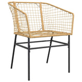 9 Piece Garden Dining Set Brown Poly Rattan Glass