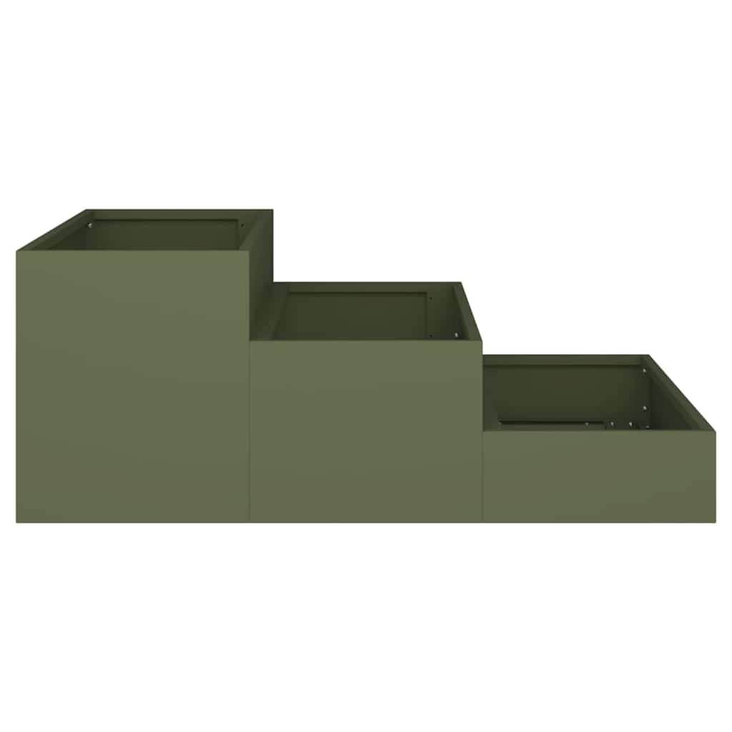 Garden Planter Olive green 90 x 90 x 35 cm Steel