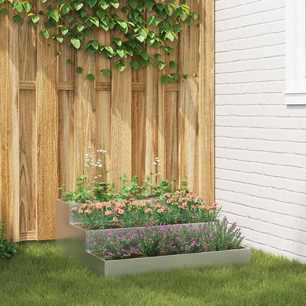 Garden Planter Silver 90 x 90 x 35 cm Galvanised steel