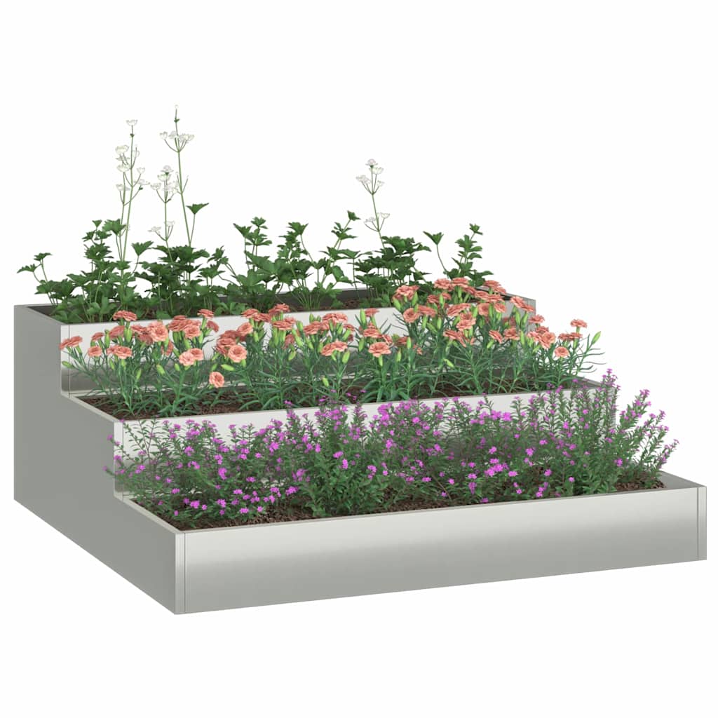 Garden Planter Silver 90 x 90 x 35 cm Galvanised steel