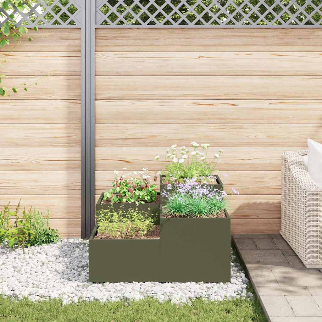 Garden Planter Olive green 100 x 100 x 48 cm Steel