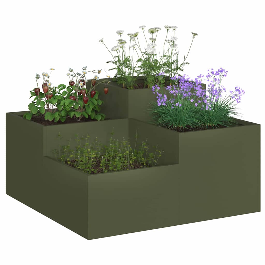 Garden Planter Olive green 100 x 100 x 48 cm Steel