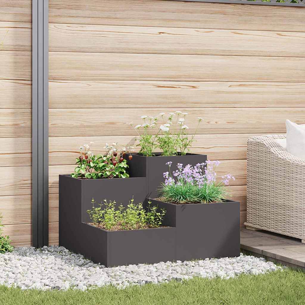Garden Planter Black 80 x 80 x 60 cm Steel