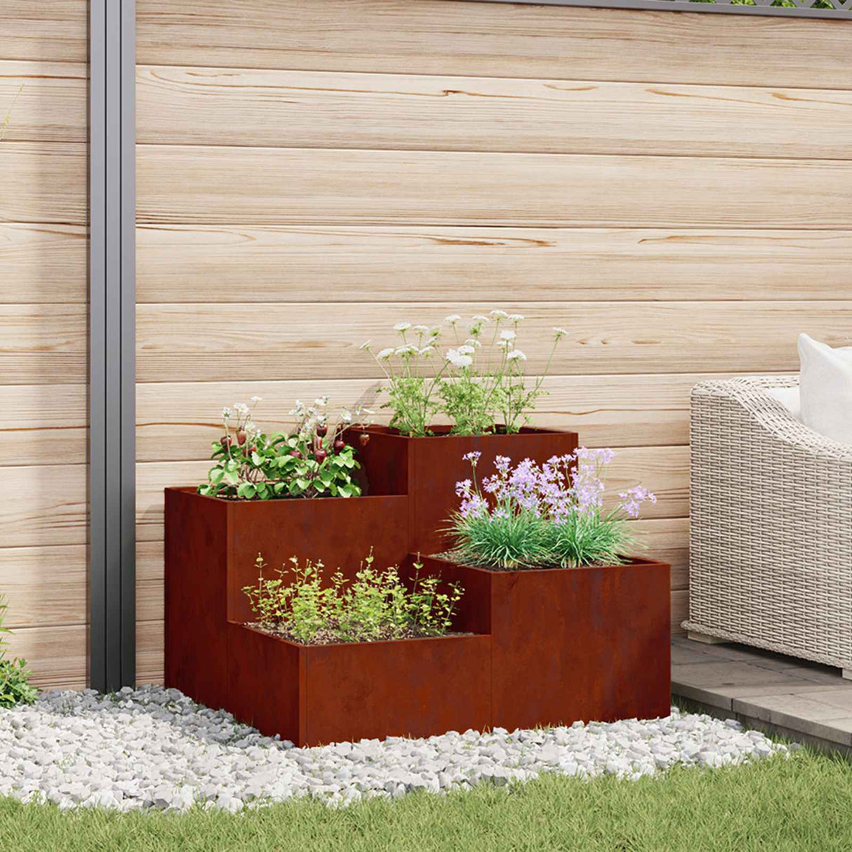 Garden Planter Rusty 80 x 80 x 60 cm Weathering Steel