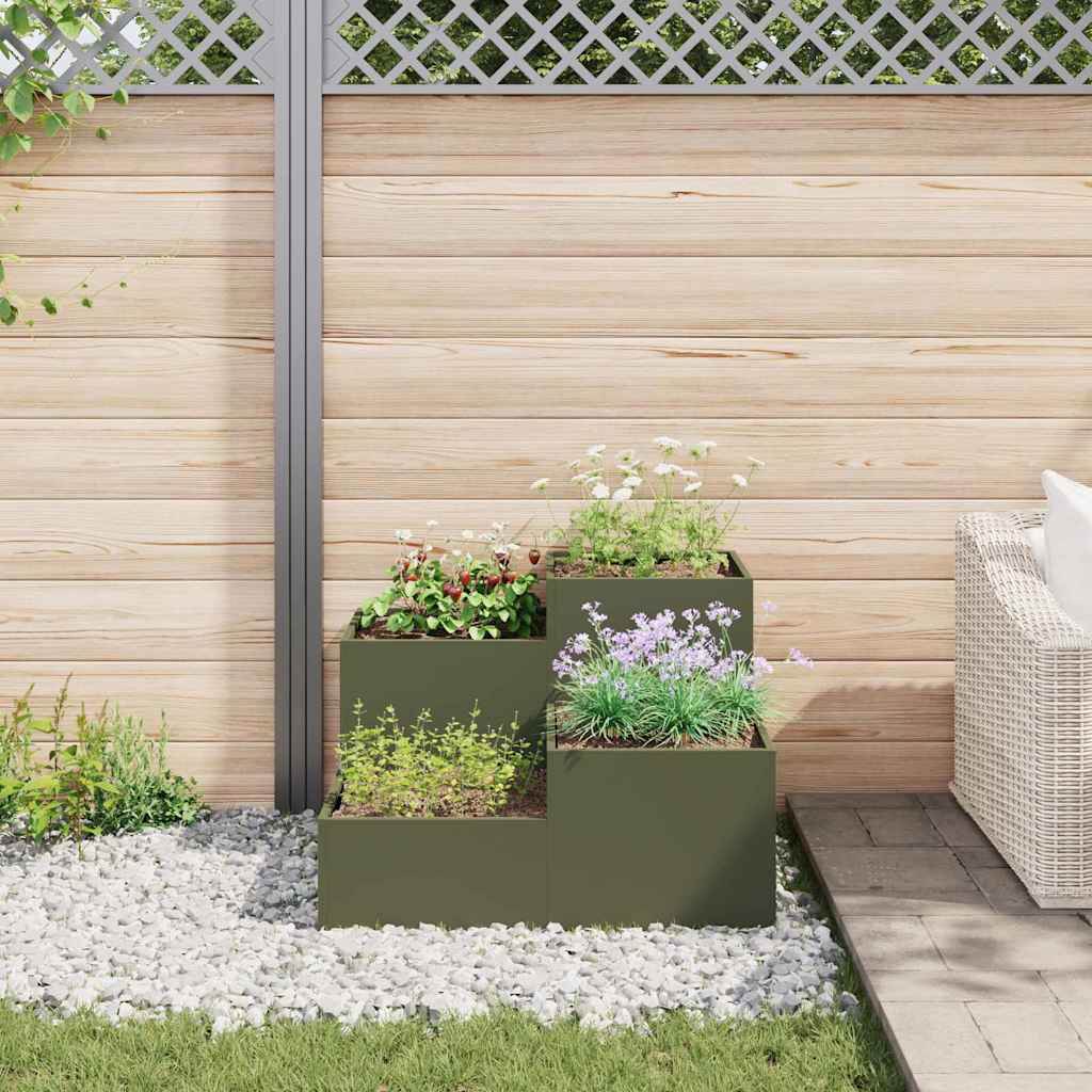 Garden Planter Olive green 100 x 100 x 60 cm Steel