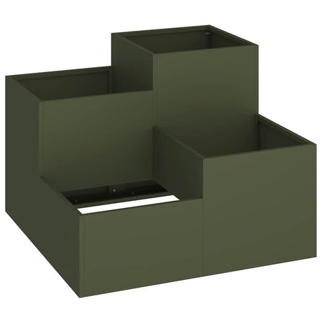 Garden Planter Olive green 100 x 100 x 60 cm Steel