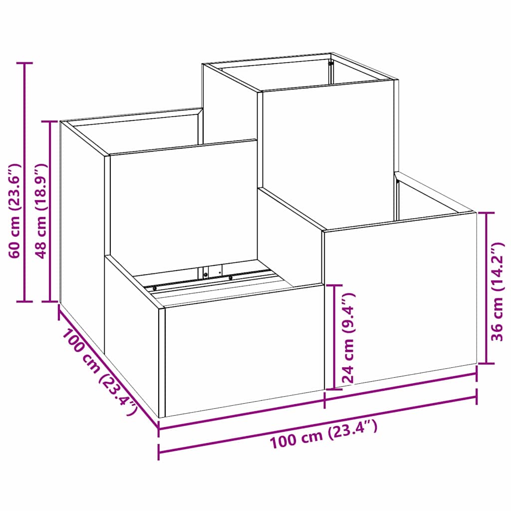 Garden Planter Rusty 100 x 100 x 60 cm Weathering Steel