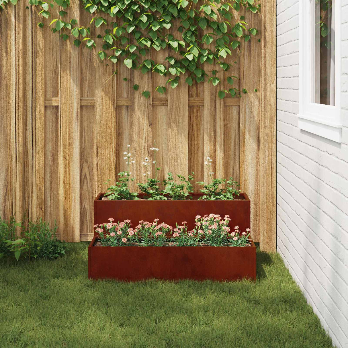 Garden Planter Rusty 100 x 60 x 45 cm Weathering Steel