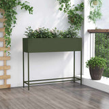 Raised Garden Planter Olive green 100 x 26 x 82 cm Steel