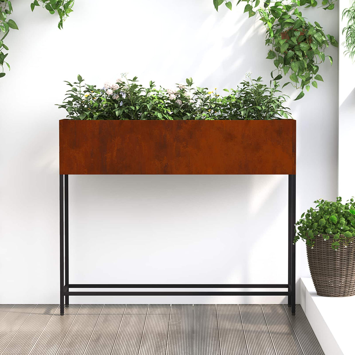 Raised Garden Planter Rusty 100 x 26 x 82 cm Weathering Steel