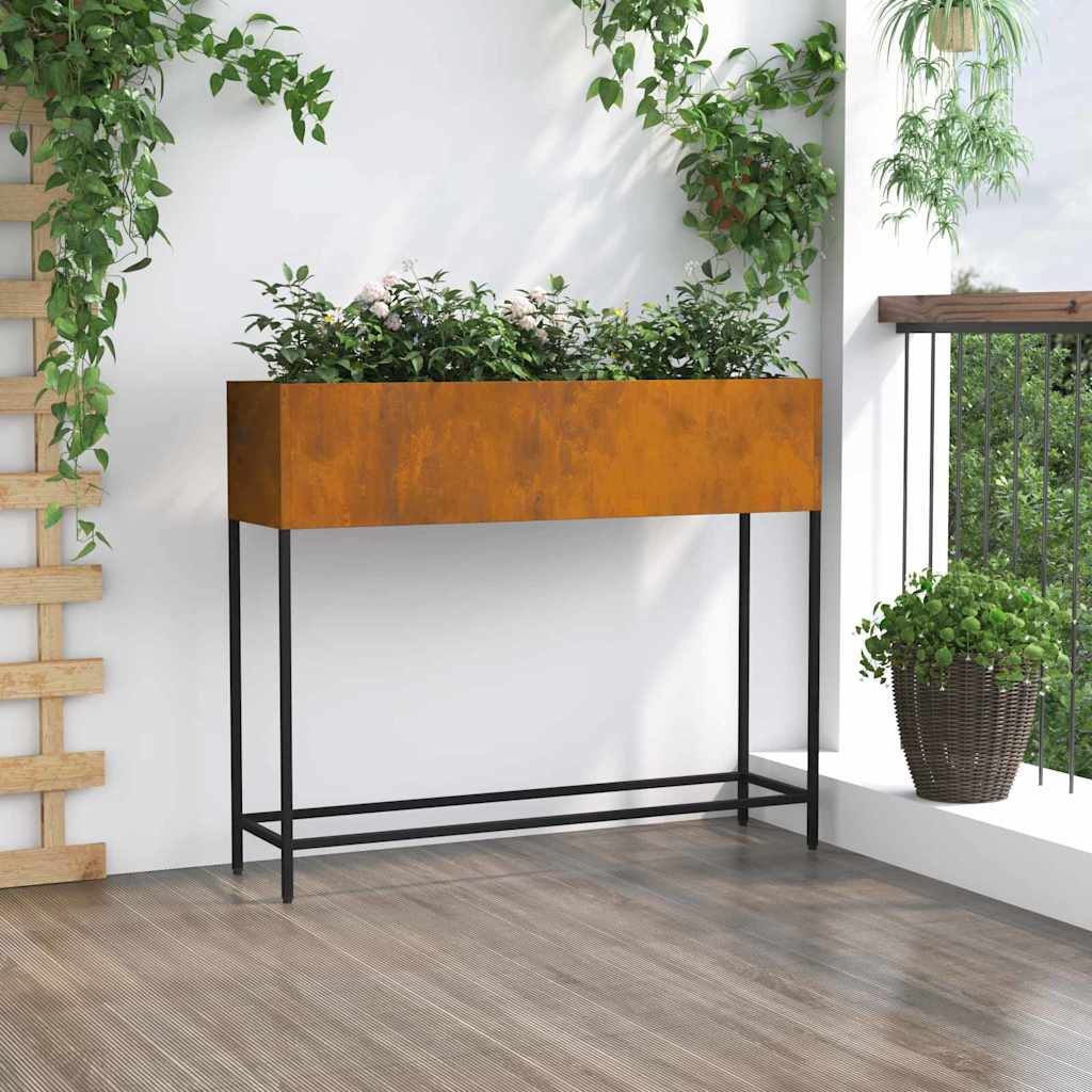 Raised Garden Planter Rusty 100 x 26 x 82 cm Steel