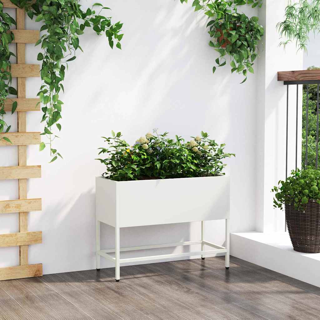 Raised Garden Planter White 60 x 26 x 45 cm Steel