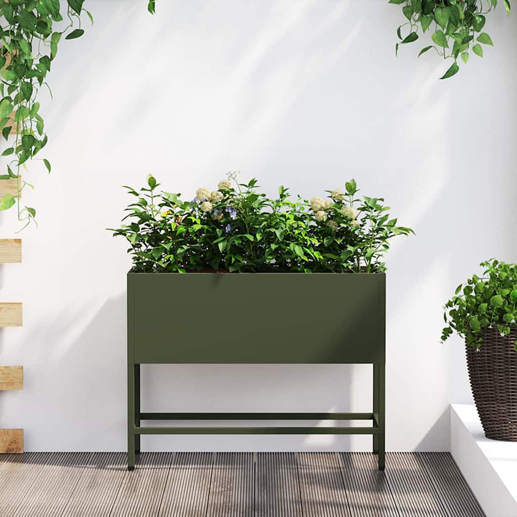 Raised Garden Planter Olive green 60 x 26 x 45 cm Steel