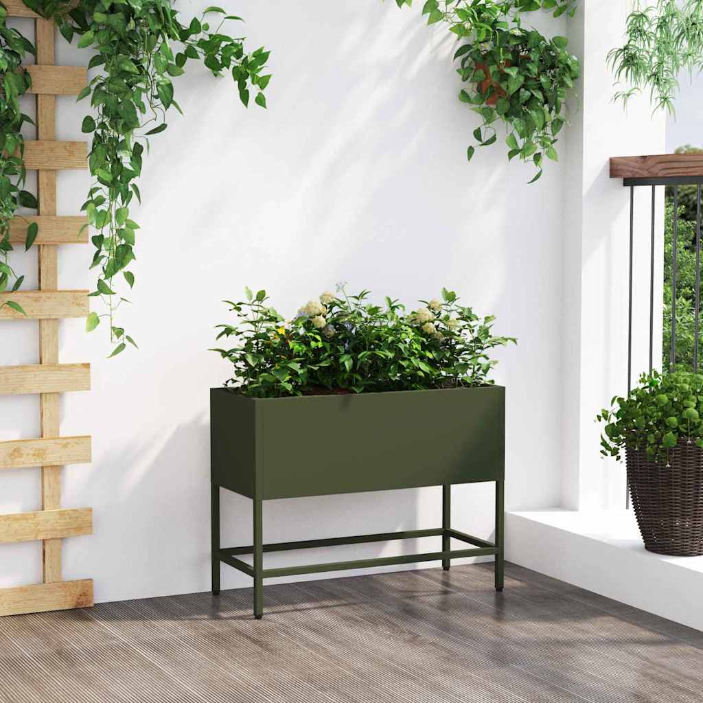 Raised Garden Planter Olive green 60 x 26 x 45 cm Steel