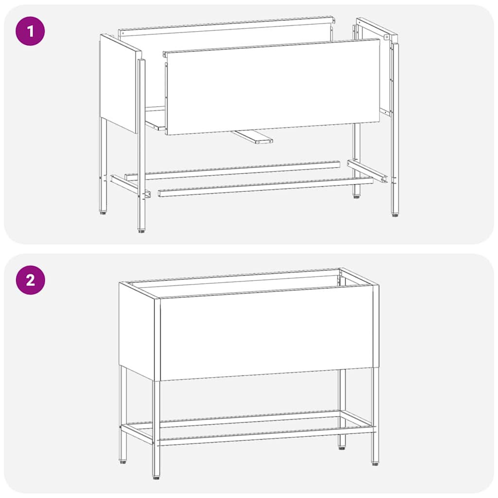 Raised Garden Planter Silver 60 x 26 x 45 cm Galvanised Steel