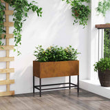 Raised Garden Planter Rusty 60 x 26 x 45 cm Weathering Steel