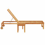 Sun Lounger Reclining Brown 53 x 202 x 89cm Solid Acacia wood