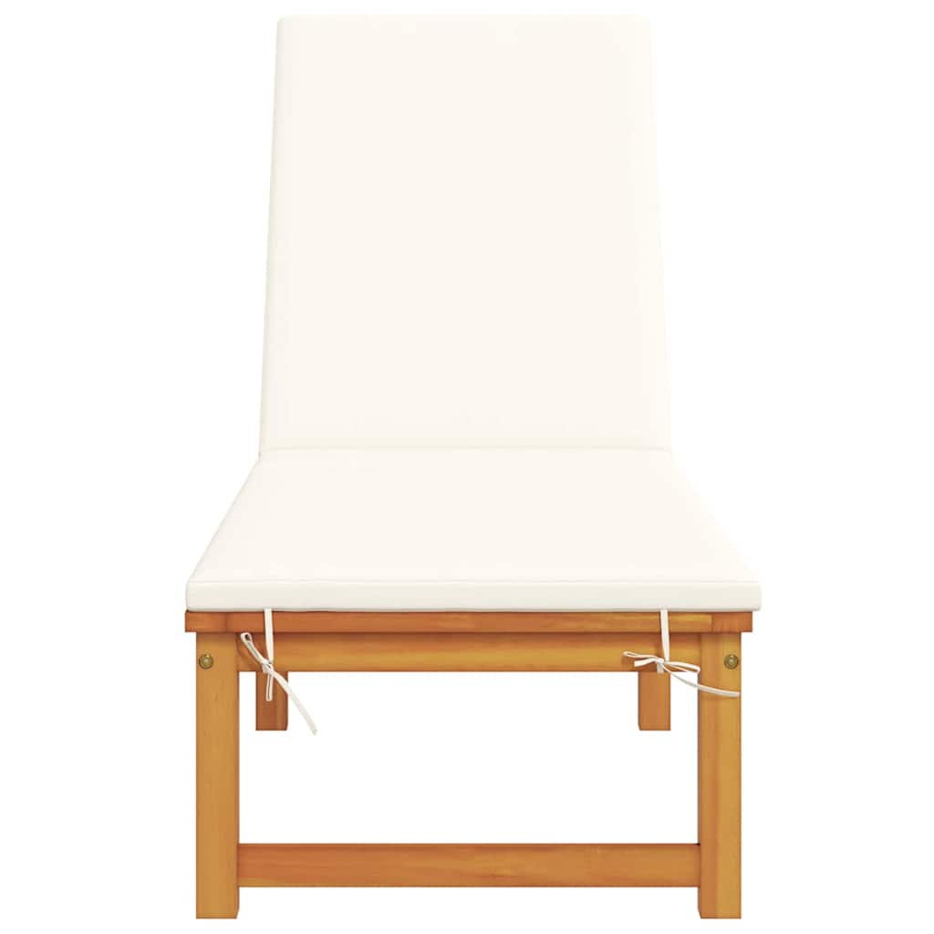 Sun Lounger Reclining Brown 53 x 202 x 89cm Solid Acacia wood