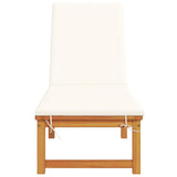 Sun Lounger Reclining Brown 53 x 202 x 89cm Solid Acacia wood