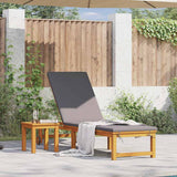 Sun Lounger Reclining Brown 53 x 202 x 89cm Solid Acacia wood
