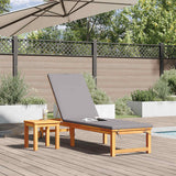 Sun Lounger Reclining Brown 53 x 202 x 89cm Solid Acacia wood