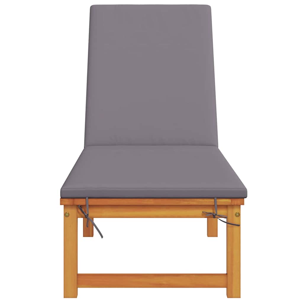 Sun Lounger Reclining Brown 53 x 202 x 89cm Solid Acacia wood