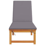 Sun Lounger Reclining Brown 53 x 202 x 89cm Solid Acacia wood