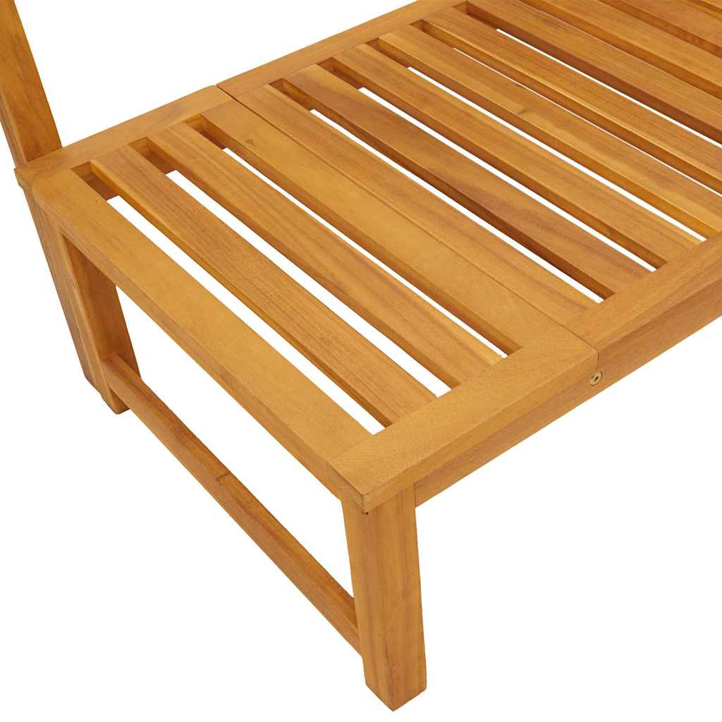 Sun Lounger Reclining Brown 200 x 57 x 75cm Solid Acacia wood