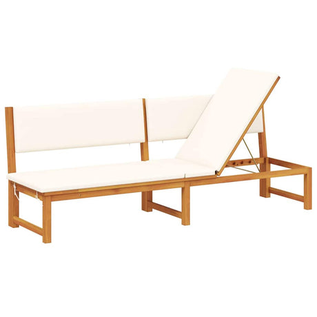 Sun Lounger Reclining Brown 200 x 57 x 75cm Solid Acacia wood