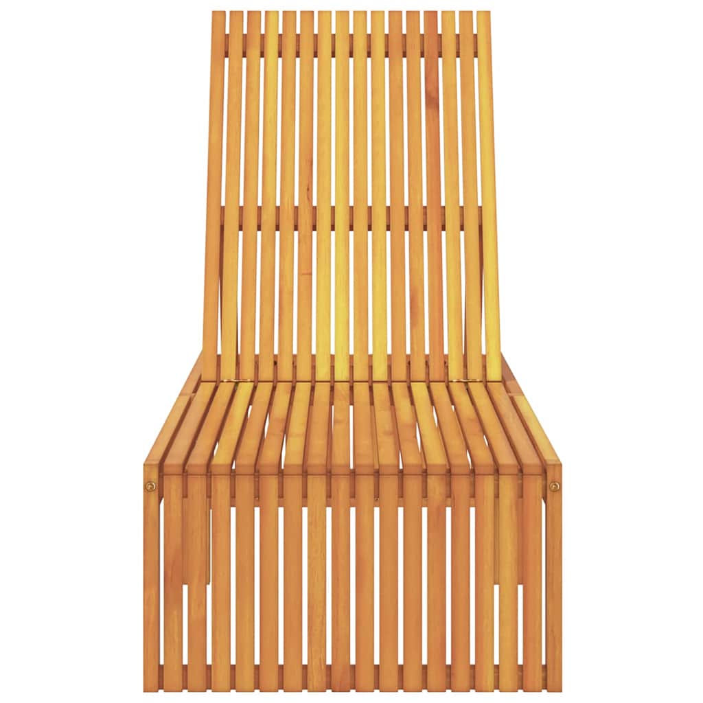 Sun Lounger Reclining Brown 200 x 55 x 94cm Solid Acacia wood