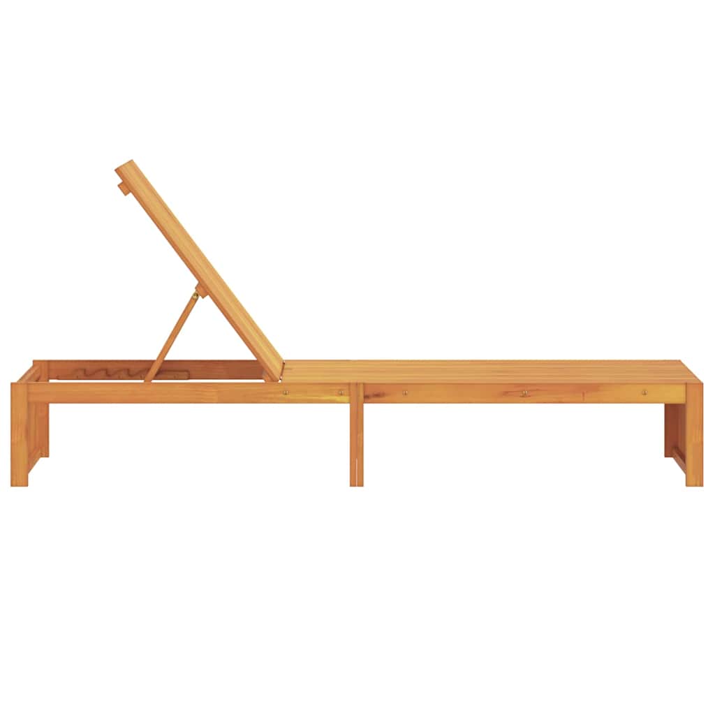 Sun Lounger Reclining Brown 200 x 55 x 94cm Solid Acacia wood