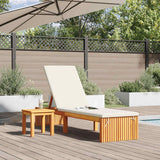 Sun Lounger Reclining Brown 200 x 55 x 94cm Solid Acacia wood