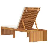 Sun Lounger Reclining Brown 200 x 55 x 94cm Solid Acacia wood