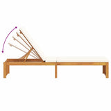 Sun Lounger Reclining Brown 200 x 55 x 94cm Solid Acacia wood