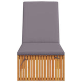 Sun Lounger Reclining Brown 200 x 55 x 94cm Solid Acacia wood