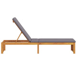 Sun Lounger Reclining Brown 200 x 55 x 94cm Solid Acacia wood