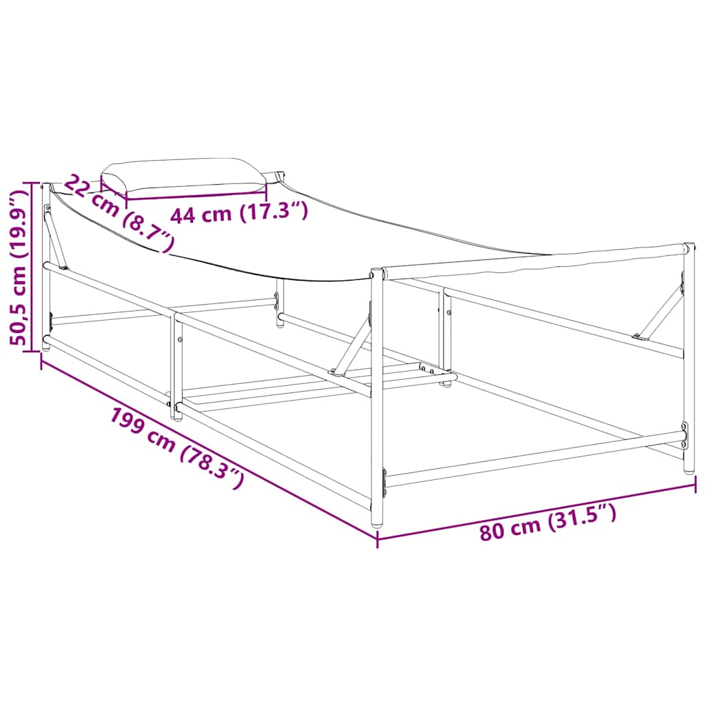 Sunbed Anthracite 200 x 74 x 73 cm Textilene, Steel