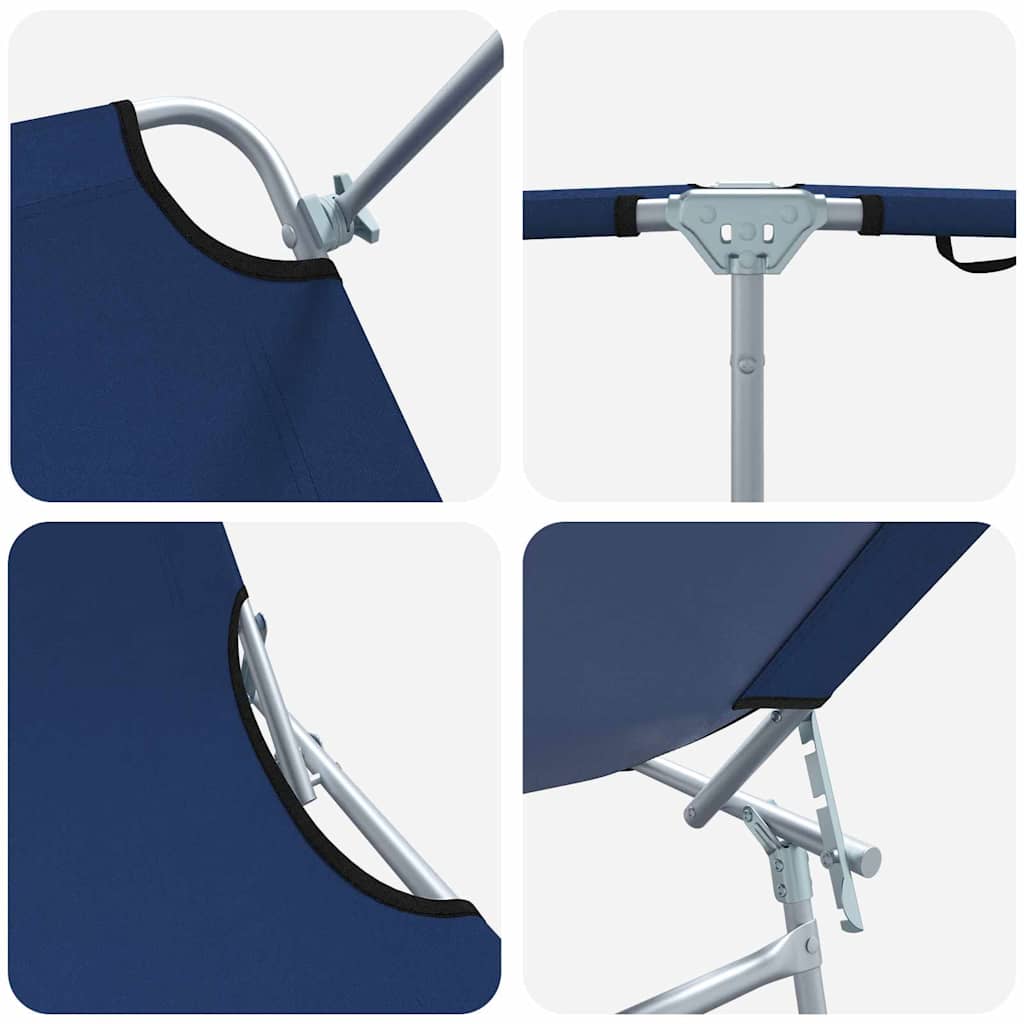 Sun Lounger Folding 2-person 2 pcs Blue 58 x 188 x 77cm Fabric