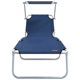 Sun Lounger Folding 2-person 2 pcs Blue 58 x 188 x 77cm Fabric