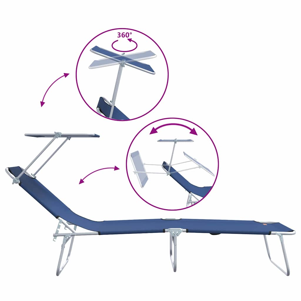 Sun Lounger Folding 2-person 2 pcs Blue 58 x 188 x 77cm Fabric