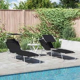 Sun Lounger Folding 2-person 2 pcs Black 58 x 188 x 77cm Fabric