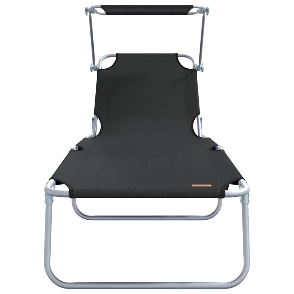Sun Lounger Folding 2-person 2 pcs Black 58 x 188 x 77cm Fabric