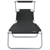 Sun Lounger Folding 2-person 2 pcs Black 58 x 188 x 77cm Fabric